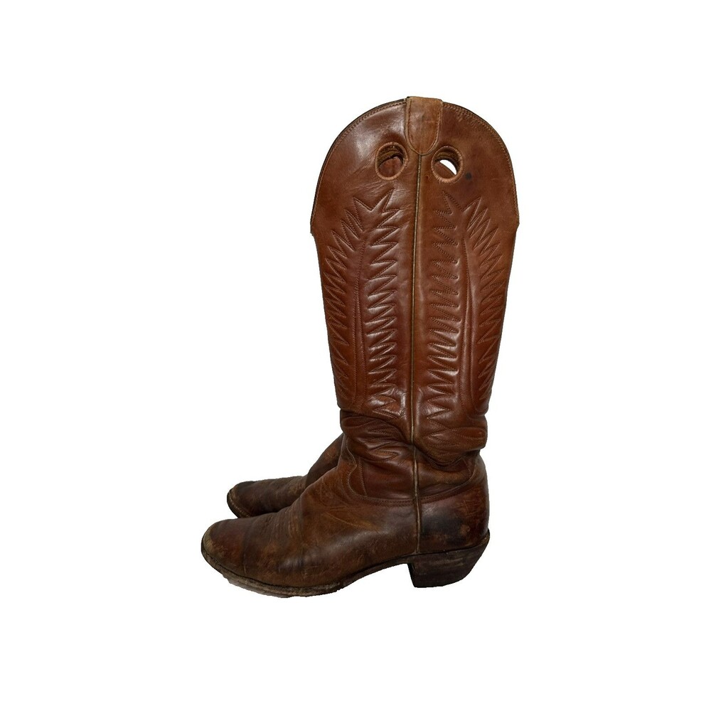 Vintage Hondo Boots Extra Tall Buckaroo Men 9 Tan Rodeo Cowboy Western